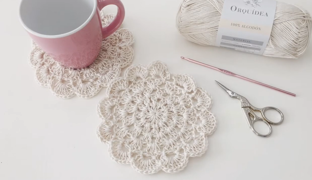 Posa tazas tejido a Crochet